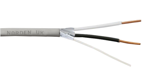 2 Core 18 AWG Shielded Solid Conductor Cable